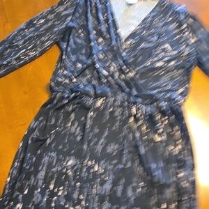 Black Patterned Faux Wrap-Style Women's Dress From Evereve.